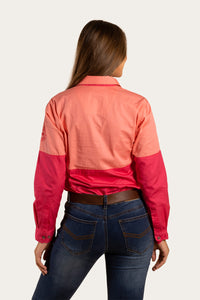 Delta Womens Half Button Work Shirt - Raspberry
