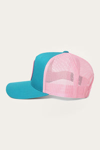 Signature Bull Trucker Teal & Pink with Pink & White Patch