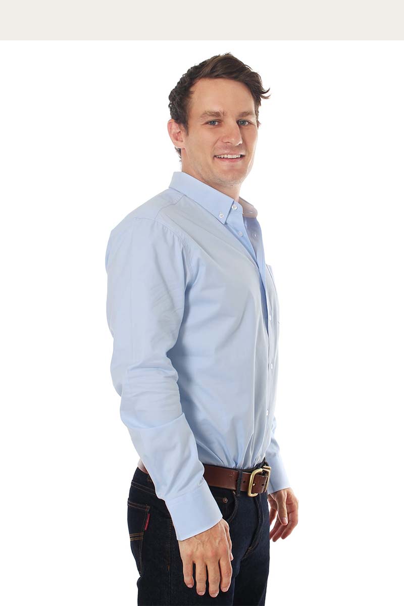 Heritage Mens Plain Dress Shirt - Chambray Blue
