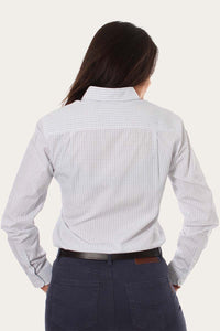 Territory Womens Check Dress Shirt - White/Blue
