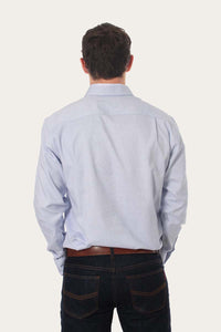 Territory Mens Micro Check Dress Shirt - White/Blue