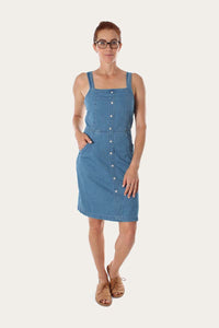 Charlotte Womens Chambray Midi Day Dress Chambray Blue