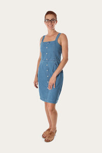 Charlotte Womens Chambray Midi Day Dress Chambray Blue