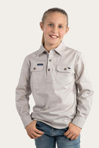 Ord River Kids Half Button Work Shirt - Beige