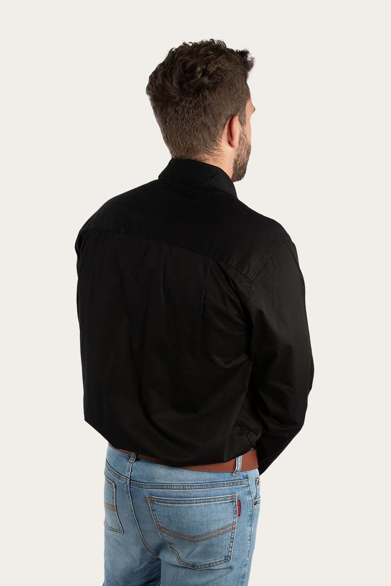 King River Mens Full Button Work Shirt - Black