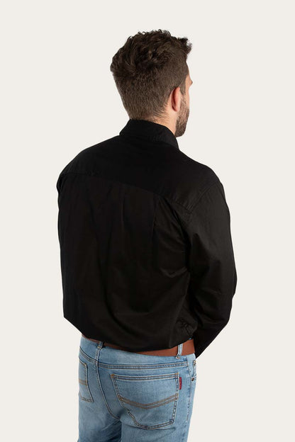 King River Mens Full Button Work Shirt - Black