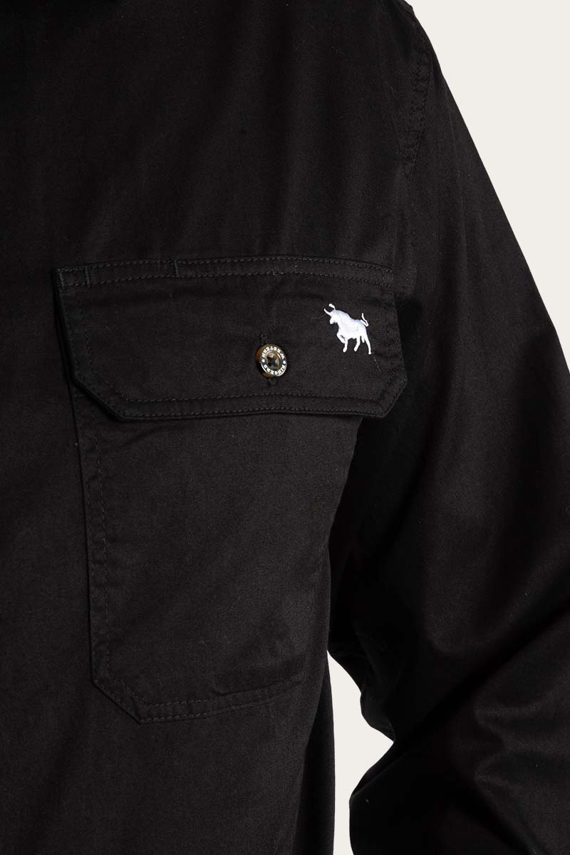 King River Mens Full Button Work Shirt - Black