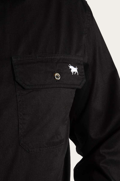 King River Mens Full Button Work Shirt - Black