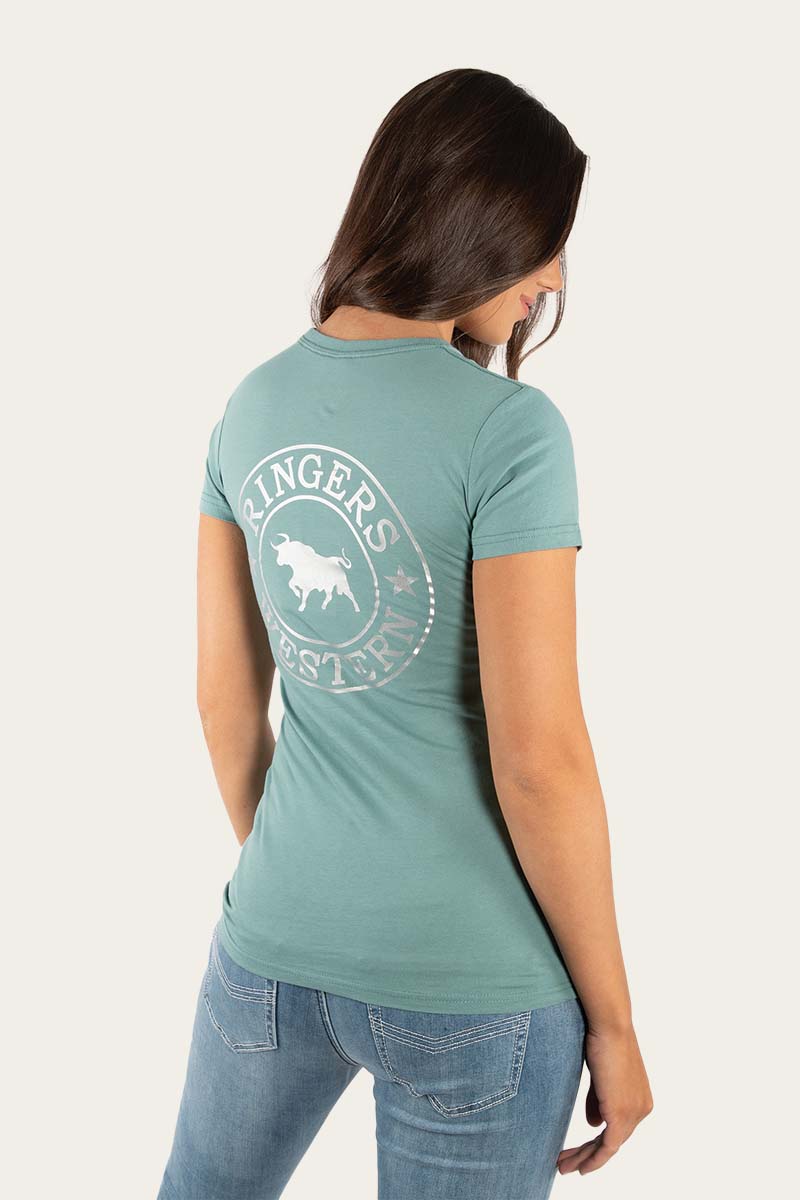 Signature Bull Womens Classic Fit T-Shirt - Sea Green/Silver