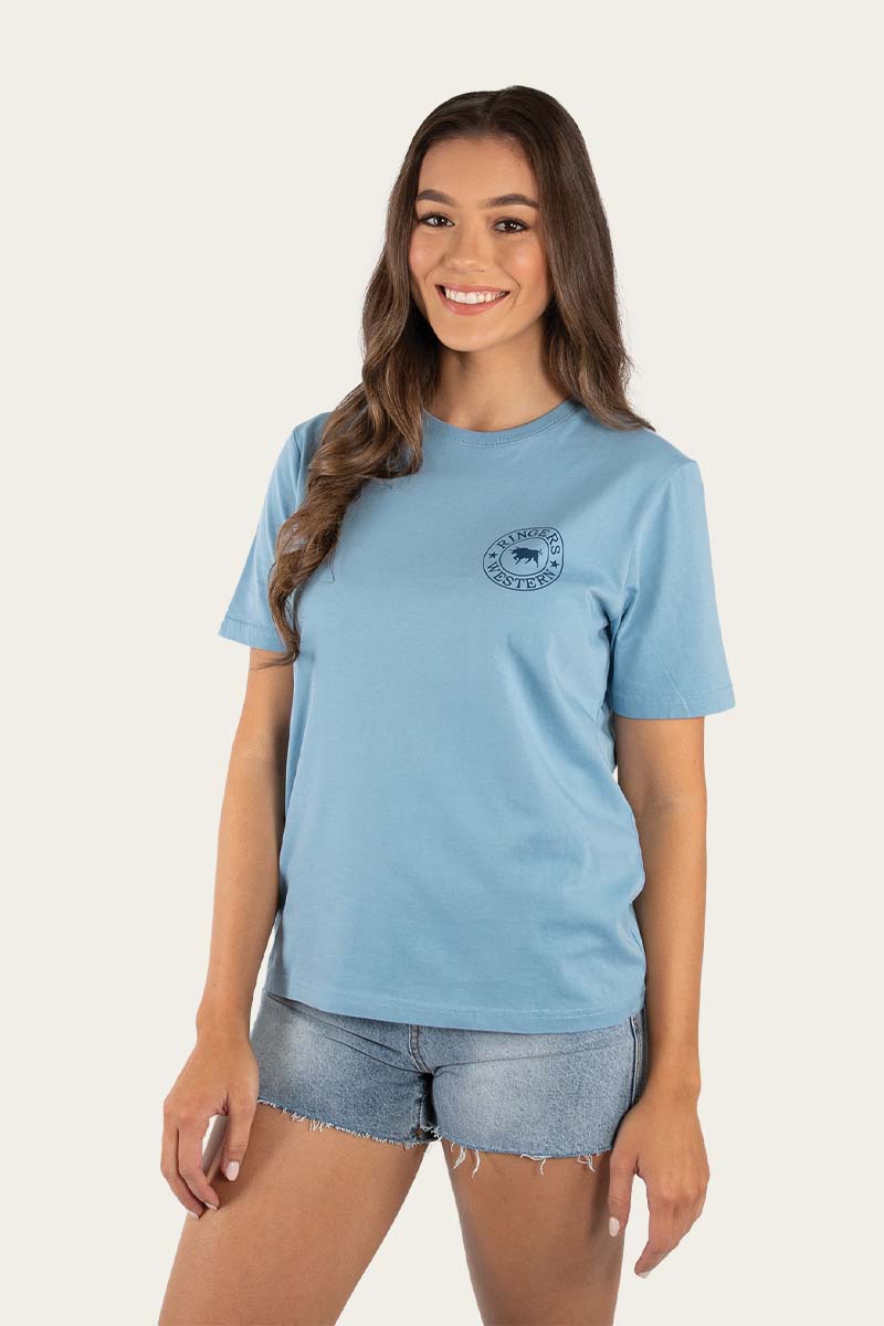 Signature Bull Womens Loose Fit T-Shirt - Carolina Blue/Navy