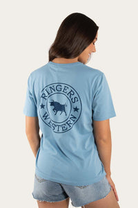 Signature Bull Womens Loose Fit T-Shirt - Carolina Blue/Navy