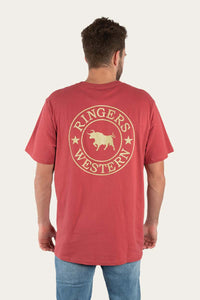Signature Bull Mens Loose Fit T-Shirt - Red Brick/Gold