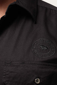 Hawkeye Mens Full Button Work Shirt - Black/Black