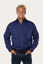 King River Mens Full Button Work Shirt - Steele Blue