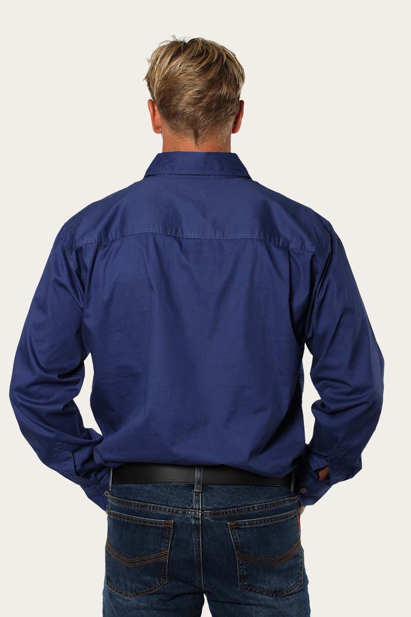King River Mens Full Button Work Shirt - Steele Blue