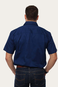 Lake Argyle Mens Short Sleeve Full Button Work Shirt - Navy