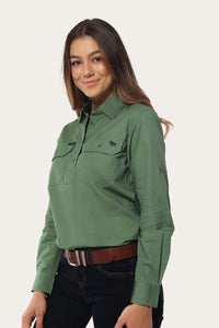 Pentecost River Womens Half Button Work Shirt - Cactus Green