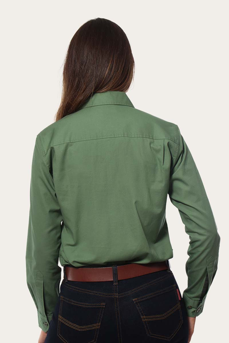 Pentecost River Womens Half Button Work Shirt - Cactus Green