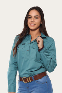 Pentecost River Womens Half Button Work Shirt - Dusty Jade