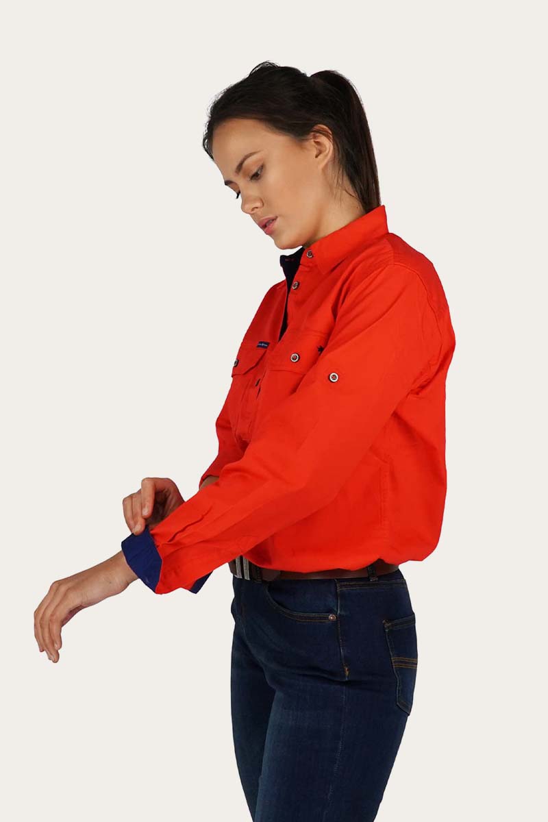 Pentecost River Womens Half Button Work Shirt - Red