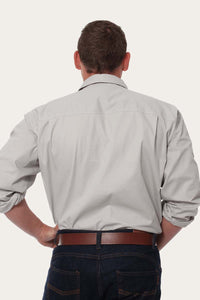 King River Mens Full Button Work Shirt - Beige