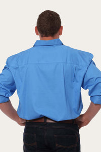 King River Mens Full Button Work Shirt - Blue