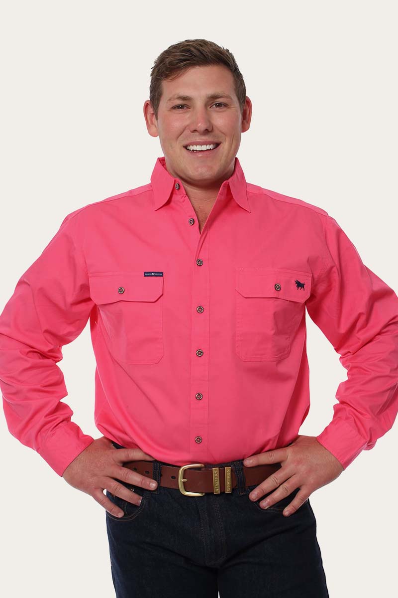 King River Mens Full Button Work Shirt - Melon