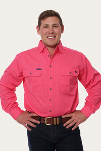 King River Mens Full Button Work Shirt - Melon