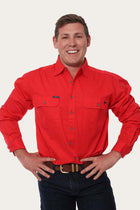 King River Mens Full Button Work Shirt - Red