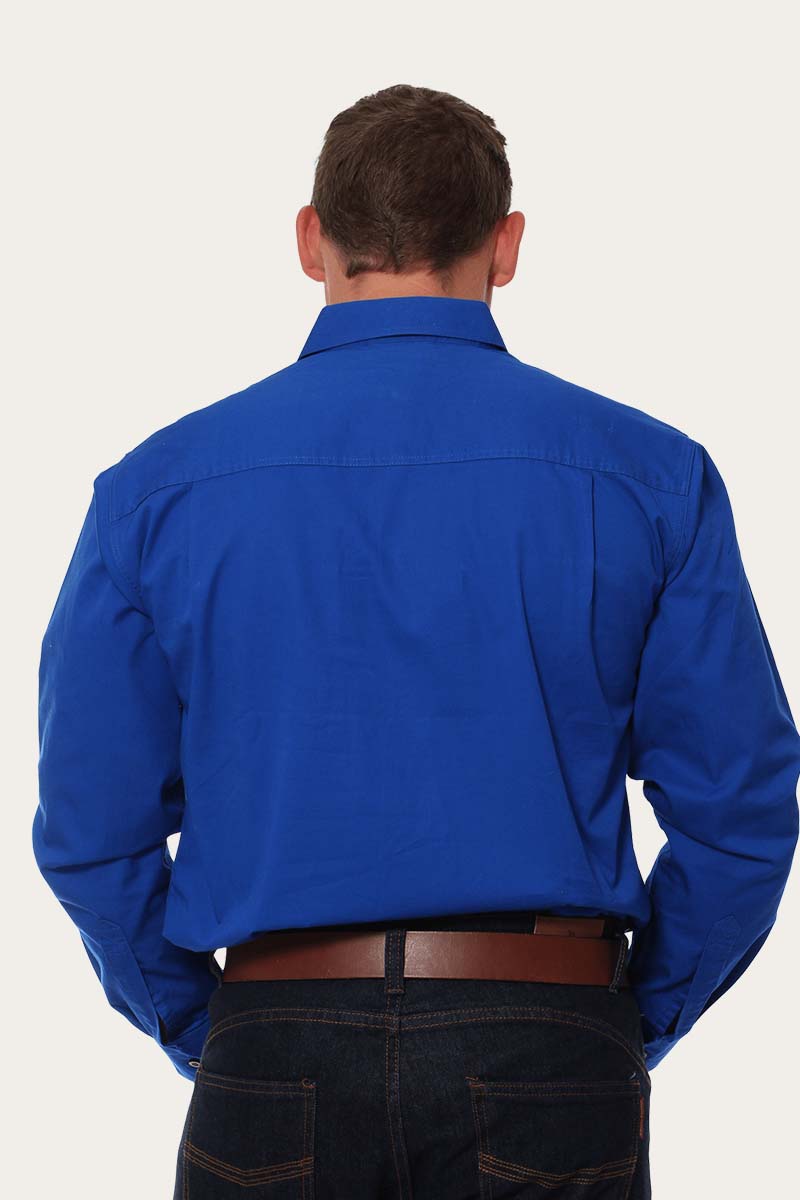 King River Mens Full Button Work Shirt - Royal Blue