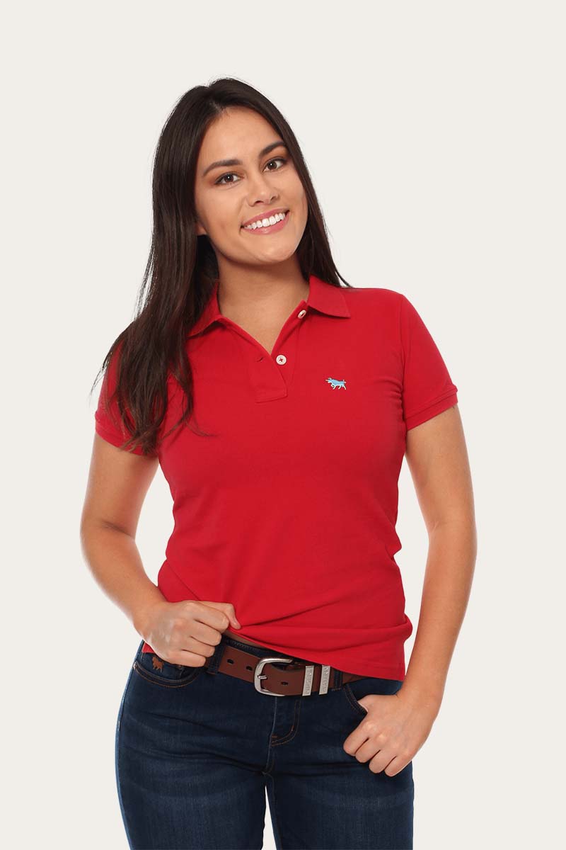 Ladies red polo Clearance