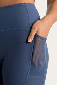 Jenna Womens High Rise Ankle Grazer Tight - Blue Indigo
