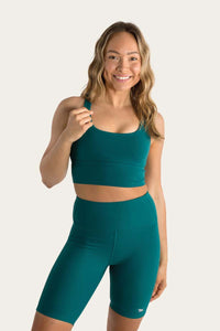 Harlow Womens Long Sports Bra - Amazon Green