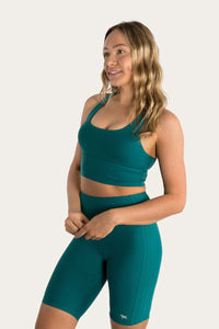 Harlow Womens Long Sports Bra - Amazon Green