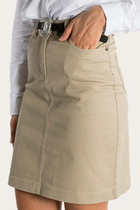 Maree Womens 5 Pockets Stretch Drill Skirt - Khaki