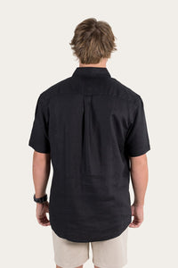 Dawson Mens Relaxed Linen Dress Shirt - Black