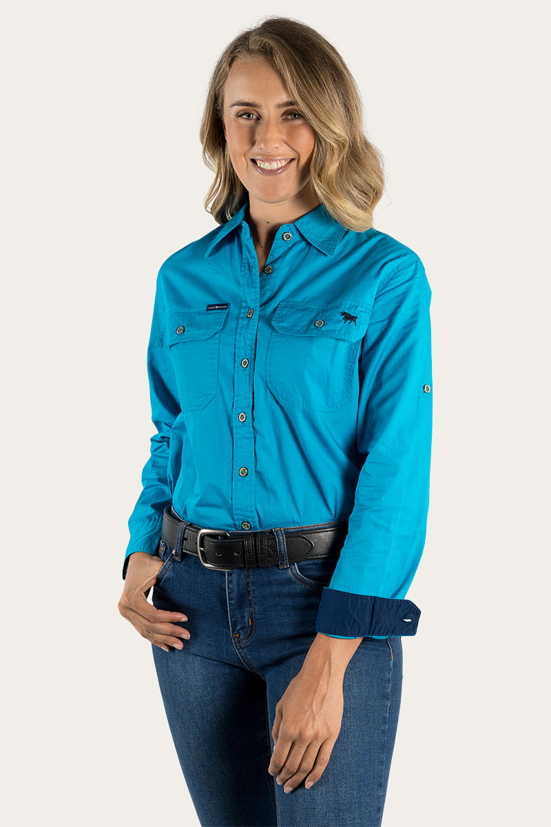 Pentecost River Womens Full Button Work Shirt - Turquoise