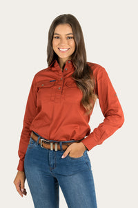 Pentecost River Womens Half Button Work Shirt - Terracotta
