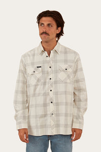 Wyatt Mens Corduroy Shirt - Off White/Charcoal
