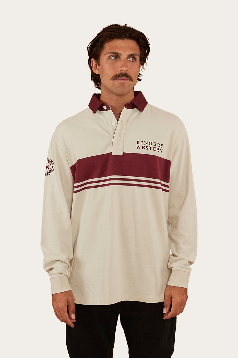 Edmonton Mens Rugby Jersey Beige/Burgundy