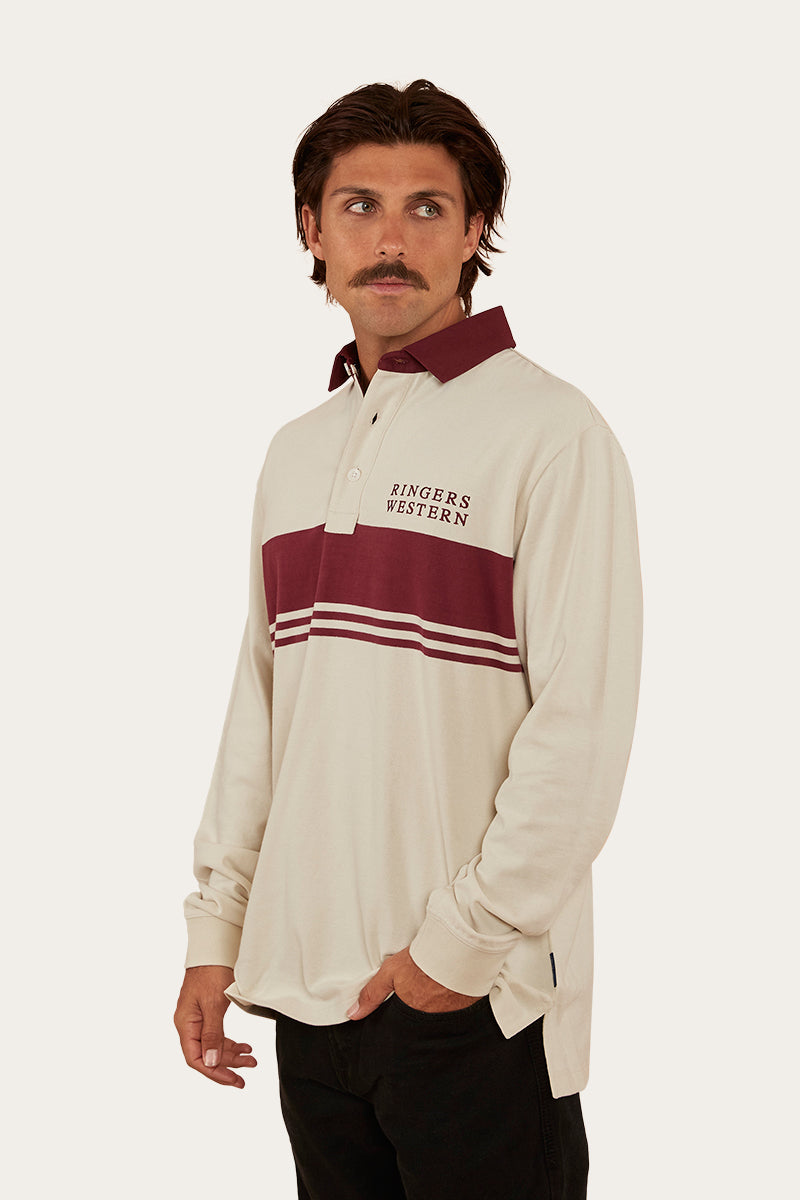 Edmonton Mens Rugby Jersey Beige/Burgundy