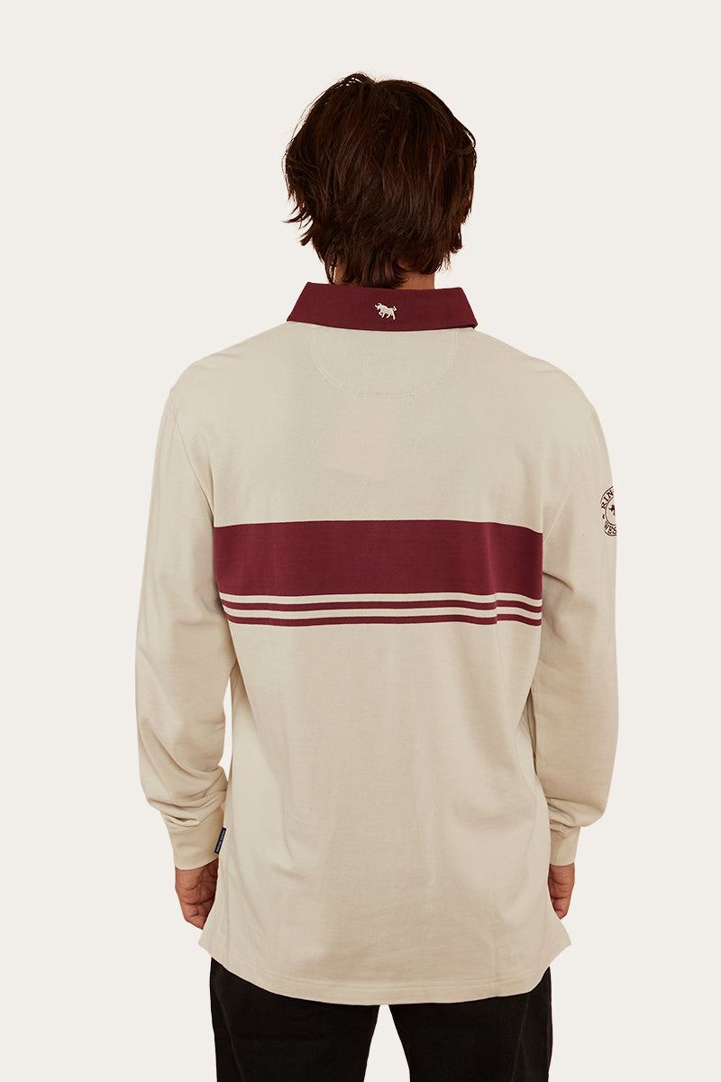 Edmonton Mens Rugby Jersey Beige/Burgundy