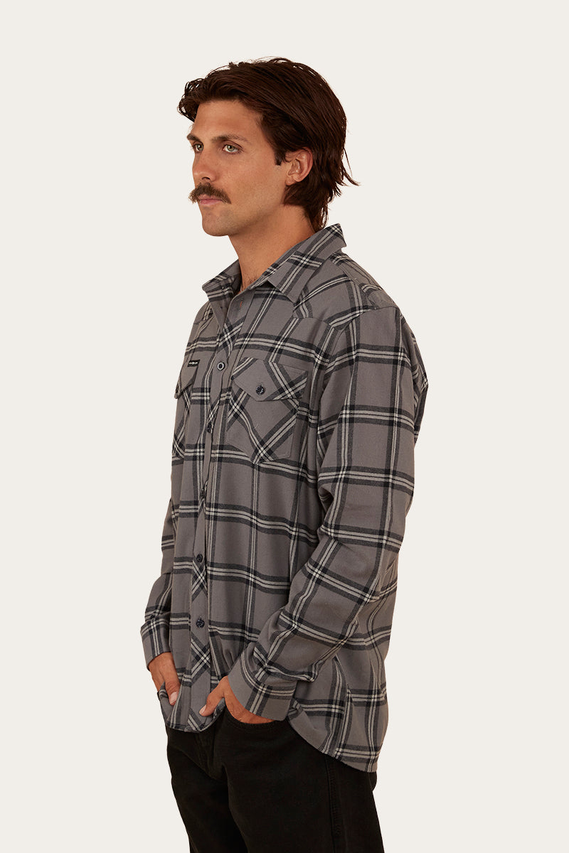 Cooma Mens Flanno Semi Fitted Shirt - Charcoal/Black