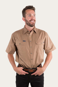 Lake Argyle Mens Short Sleeve Full Button Work Shirt - Clay