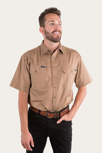 Lake Argyle Mens Short Sleeve Full Button Work Shirt - Clay