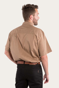 Lake Argyle Mens Short Sleeve Full Button Work Shirt - Clay