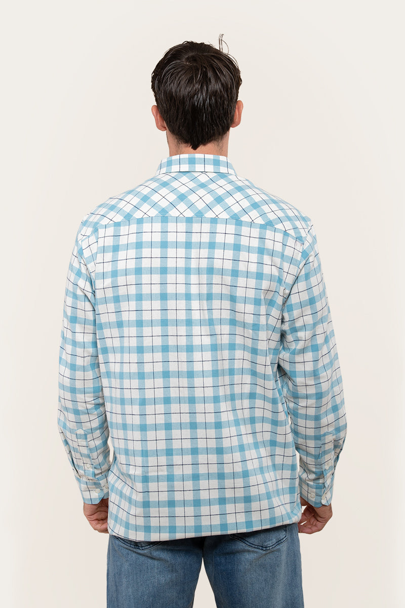 Cooma Mens Flanno Semi Fitted Shirt - Arctic Blue