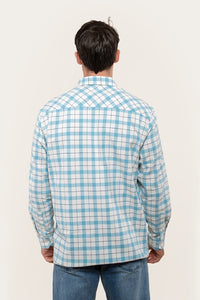 Cooma Mens Flanno Semi Fitted Shirt - Arctic Blue
