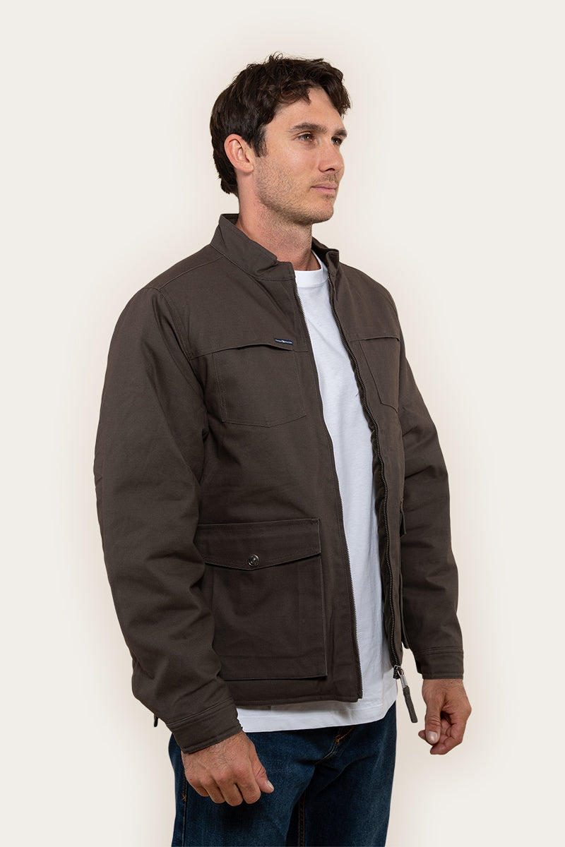 Tradewind Mens Oilskin Jacket Deep Brown