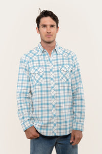 Cooma Mens Flanno Semi Fitted Shirt - Arctic Blue